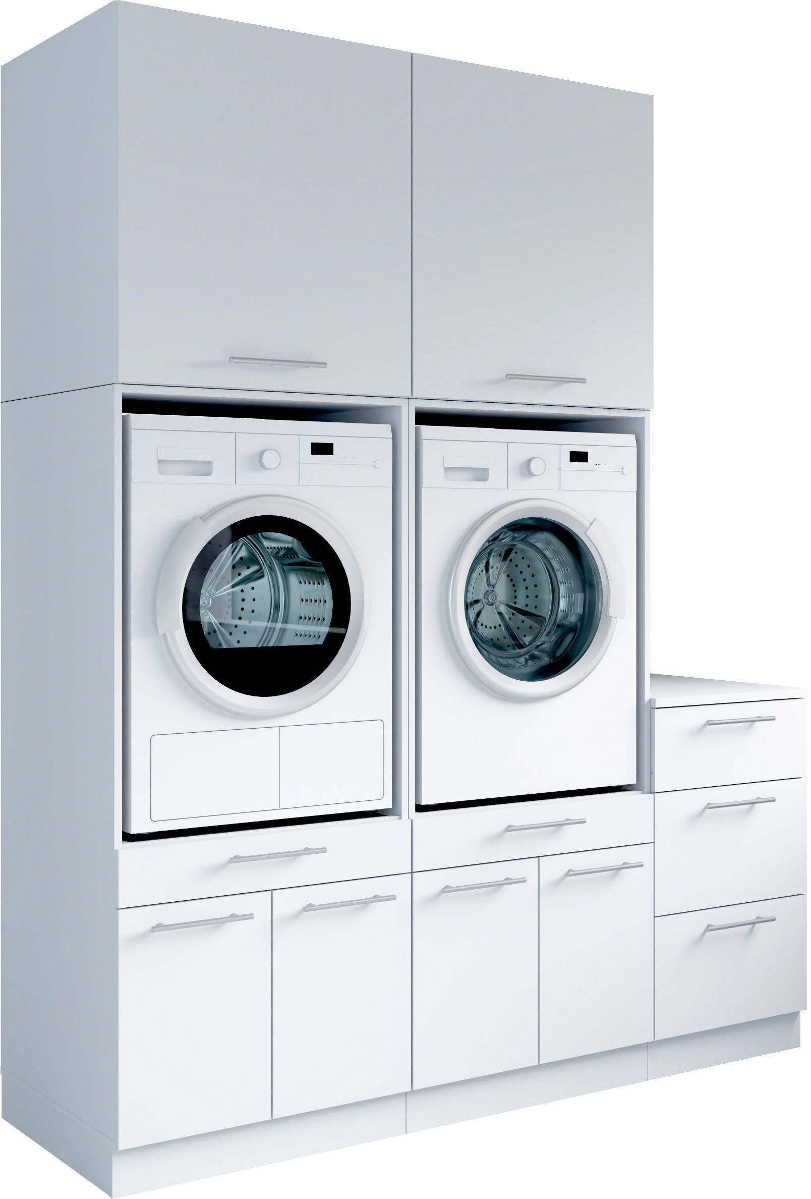 Laundreezy Mehrzweckschrank-Set Laundreezy, 5-tlg. Mehrzweckschrank-Set B/H/T 186/238/68 cm, (5-St), Breite 186 cm, Soft-Close-Funktion, höhenverstellbare Füße