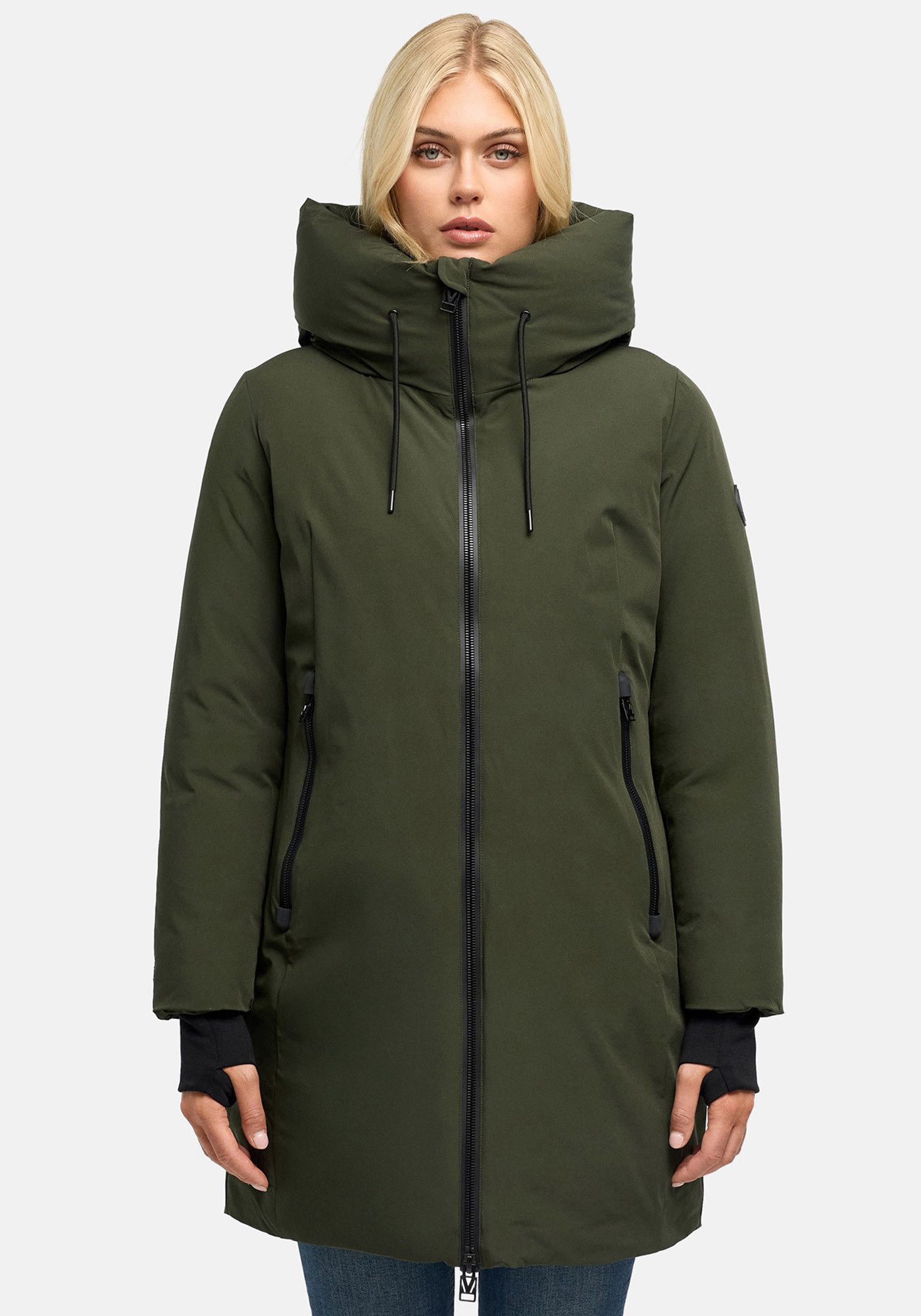 Marikoo Winterjacke Polarhäschen Wintermantel mit Kapuze, Stehkragen, taillierte Rückenpartie