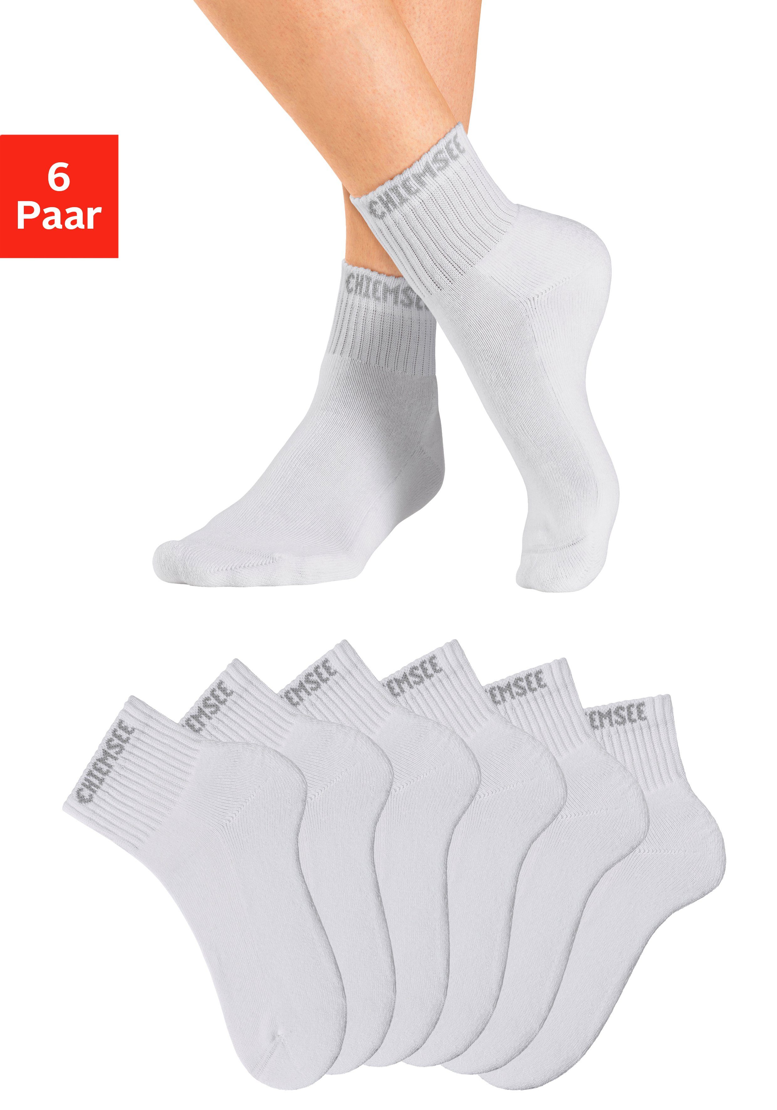 Chiemsee Kurzsocken (Set, 6-Paar) mit eingestricktem Markennamen weiß