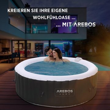 Arebos Whirlpool, In & Outdoor, ⌀ 208 cm, LED-Display, mit Heizung, Rund, (Set)