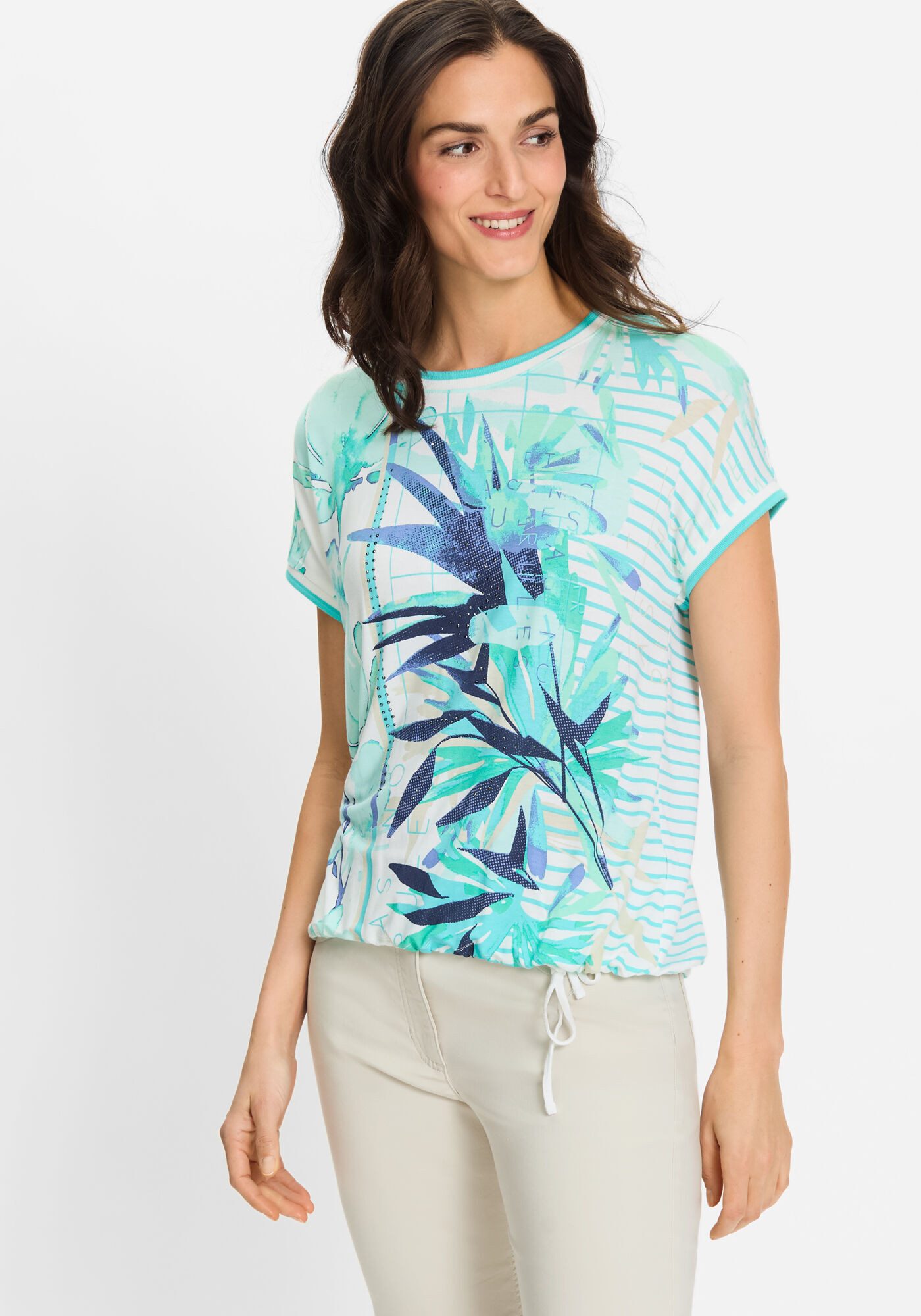 Olsen Print-Shirt (1-tlg) Bund mit Tunnelzug günstig online kaufen