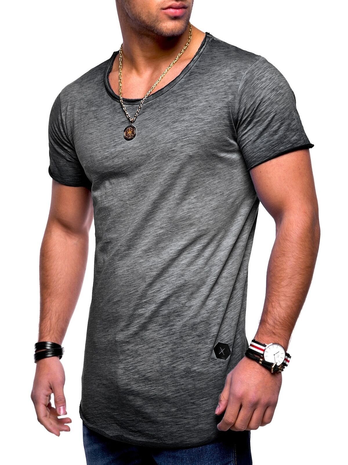behype T-Shirt DUST (1-tlg) mit Rundhals-Ausschnitt dunkelgrau