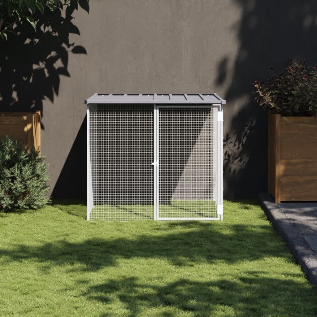 vidaXL Hühnerstall, Hühnerkäfig mit Dach Hellgrau 103x98x90 cm Verzinkter Stahl