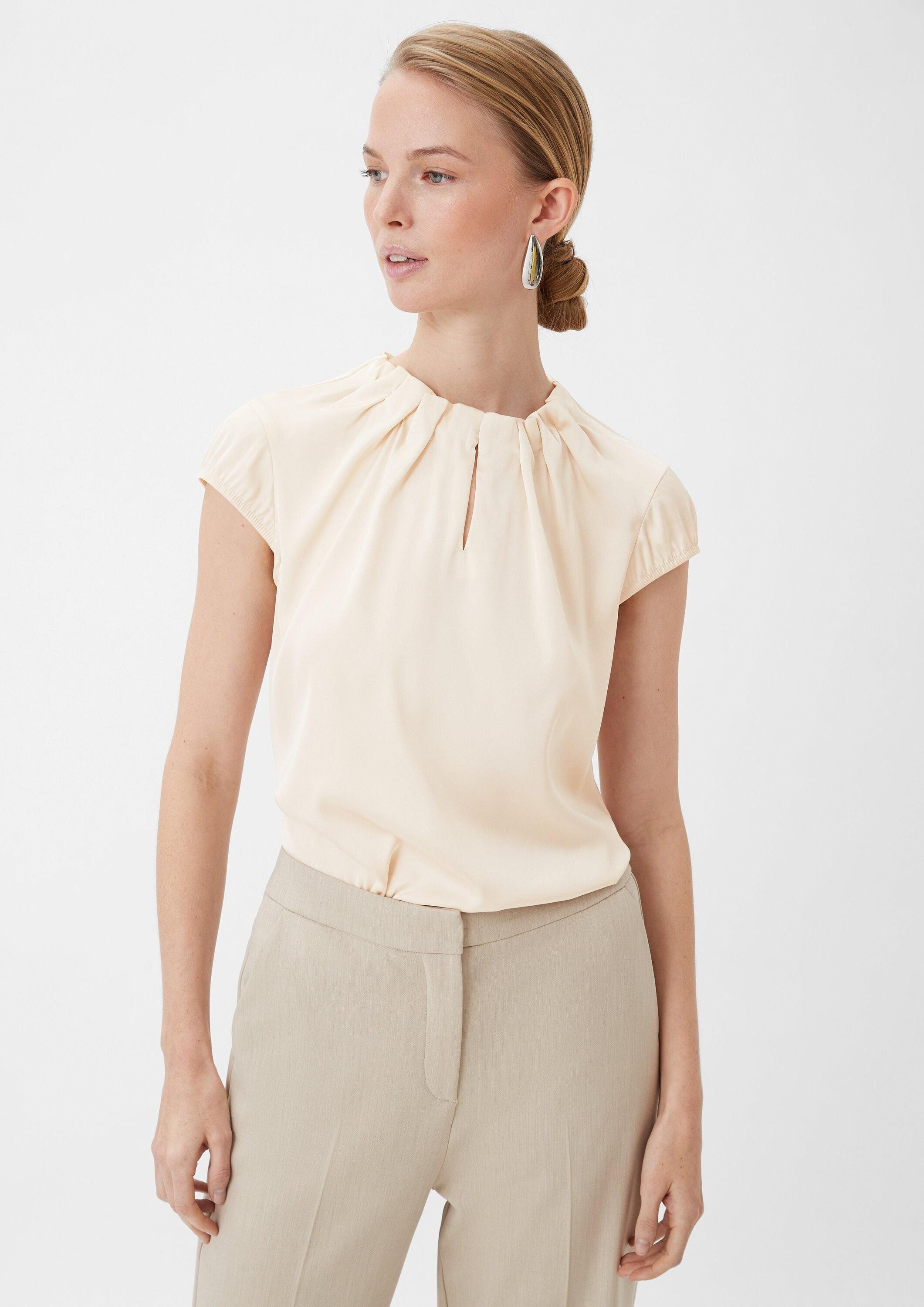 comma Kurzarmbluse Bluse Satinbluse mit Raffung günstig online kaufen