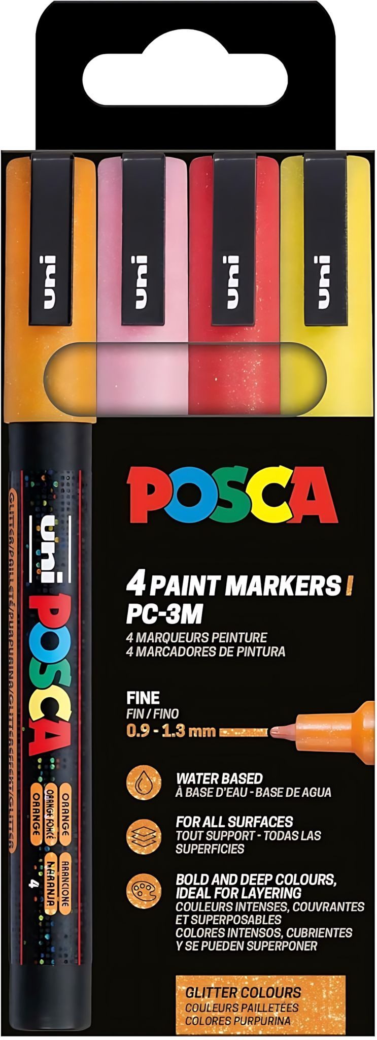 POSCA Marker Faber Castell Marker UNI POSCA PC-3M 0,9-1,3 4er Glitter w
