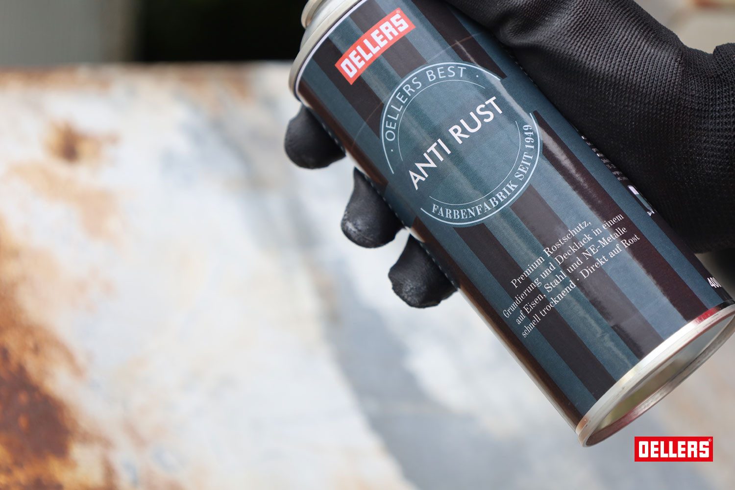 OELLERS Sprühlack Anti-Rust, robuster Metallschutzlack,3 in 1, Rostschutz, Grundierung und Decklack