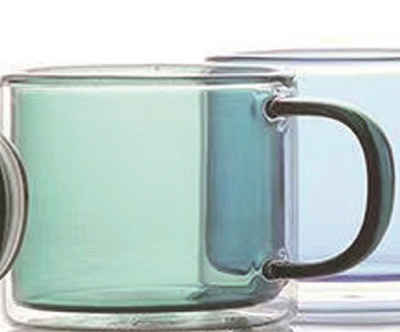 ZELLERFELD Teeglas 2er Set Borosilikat Glas mit Henkel 250 ml für Kaffee & Tee grün, Borosilikat Glas