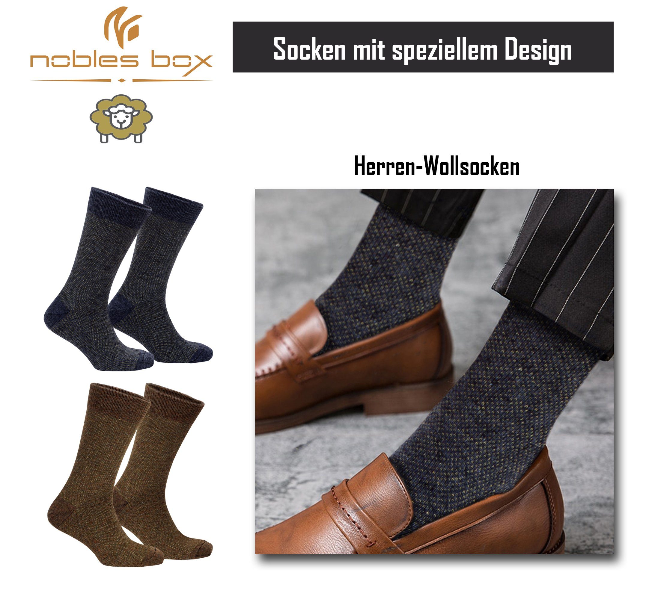 Wollsocken 2-Paar, Herren Herren Warme EU 40-44 Norwegersocken Asorti-2 Socken, (Beutel, Größe) Arbeitssocken Herren NoblesBox