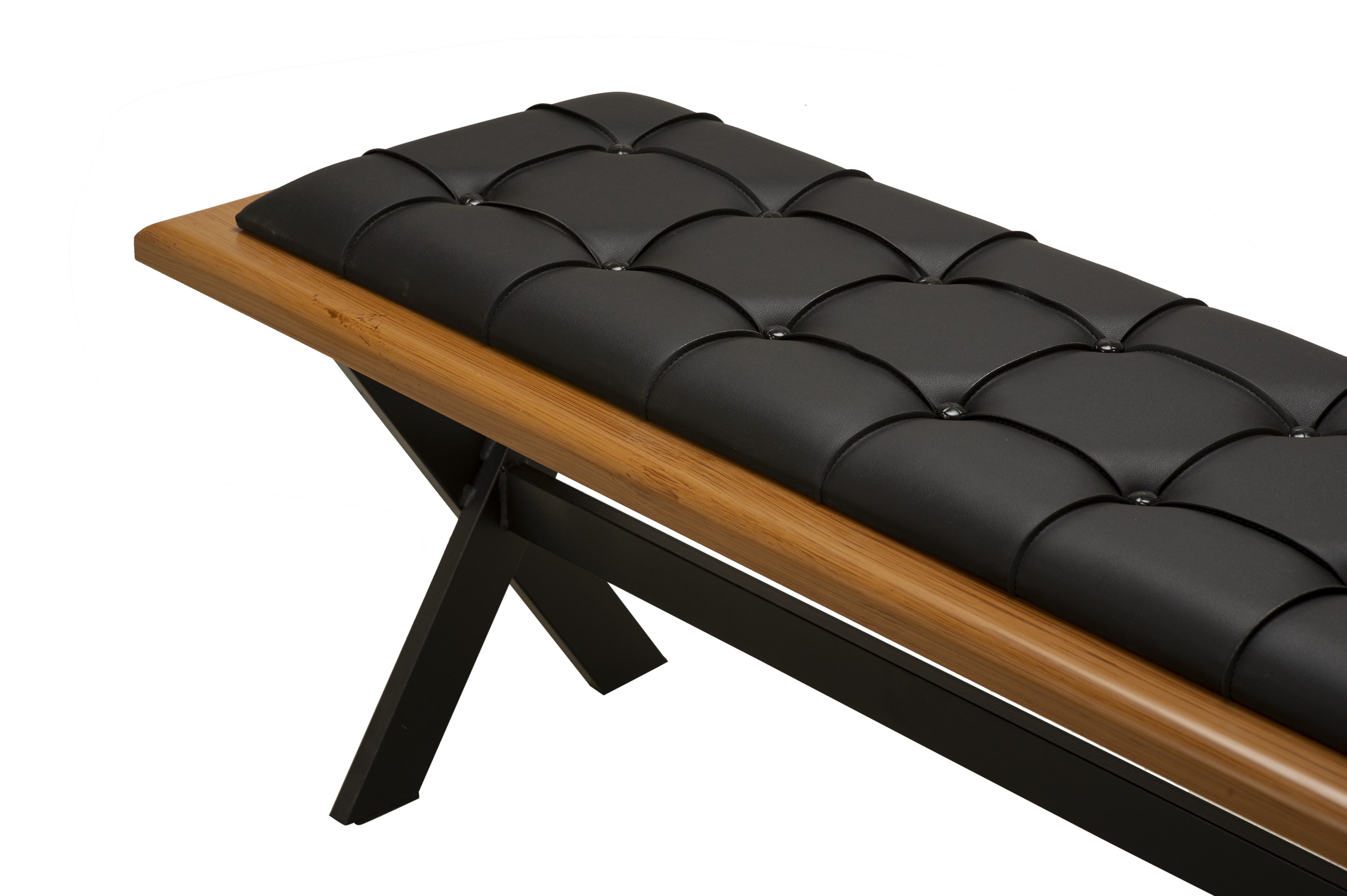 Stuhlmann Sitzbank Cambridge (mb801, 1-St., Bank), Design Sitzbank mit Lederpolster & Massivholz – Modern Industrial Stil