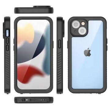 Wigento Handyhülle Für Apple iPhone 15 360 Grad Full Body Wasserdichte Handy Tasche Black