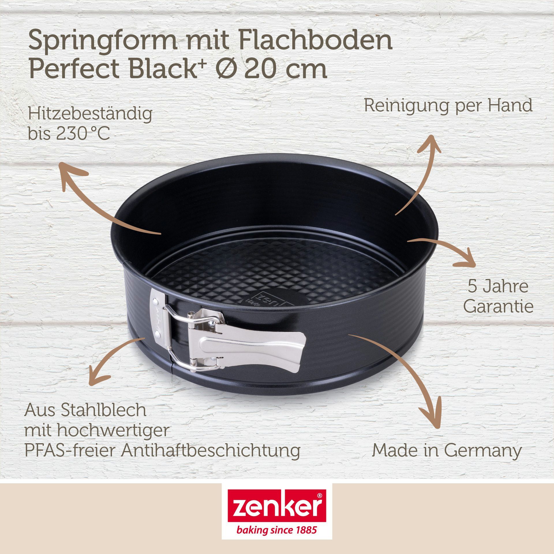 Zenker Springform Backform mit Flachboden, Kuchenform, Rundform