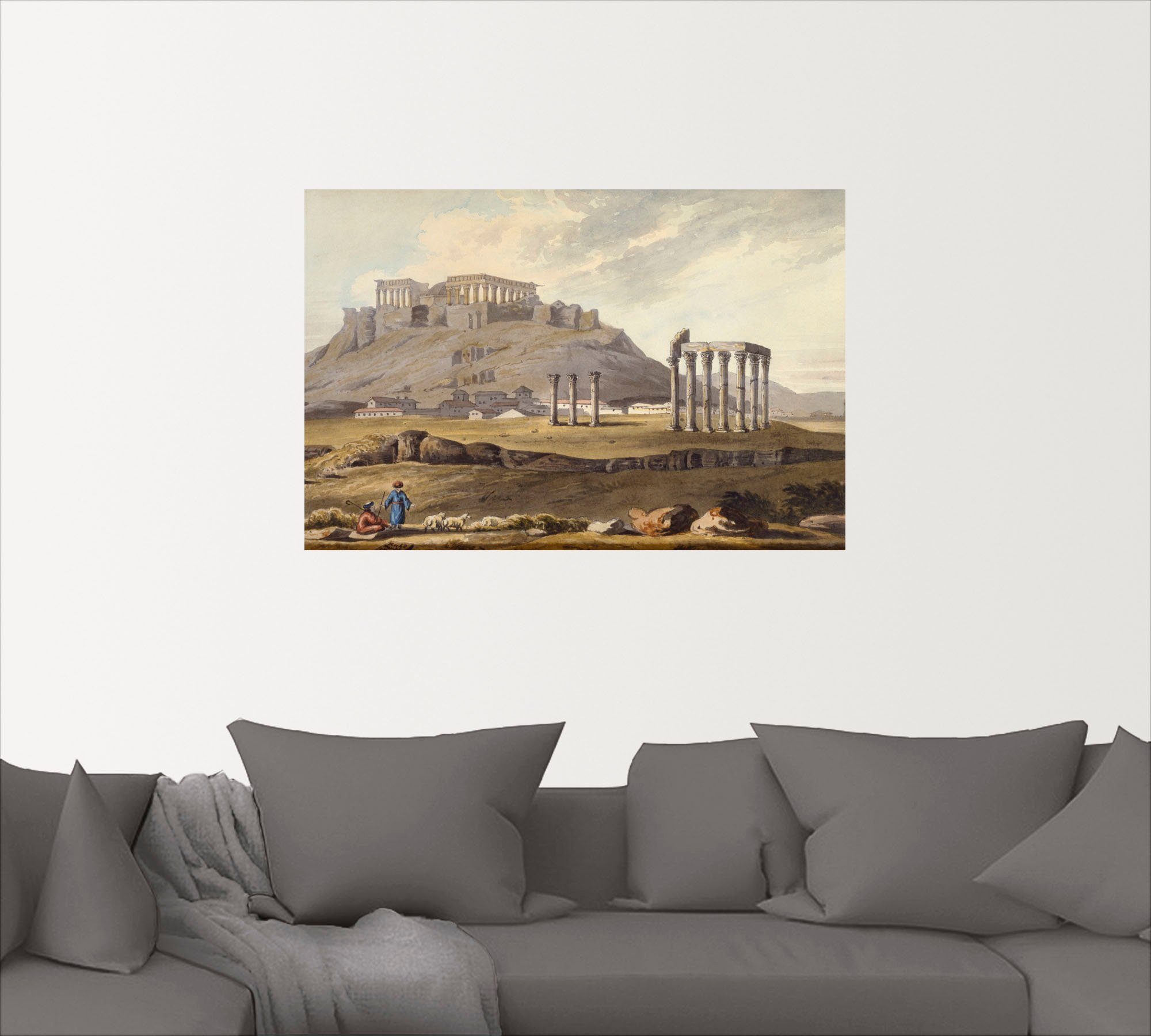 Größen St), als Alubild, Zeus, Leinwandbild, Poster des Wandaufkleber Tempel versch. Artland olympischen (1 Gebäude Wandbild in oder Der