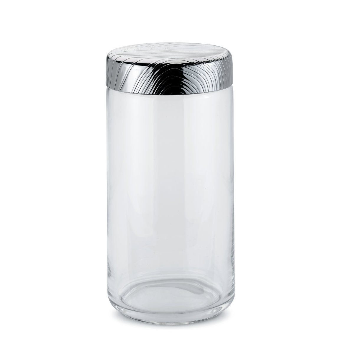 Alessi Frischhaltedose Aufbewahrungsglas VENEER 1.5 l, Glas, Edelstahl (poliert), Kunststoff (lebensmittelecht)