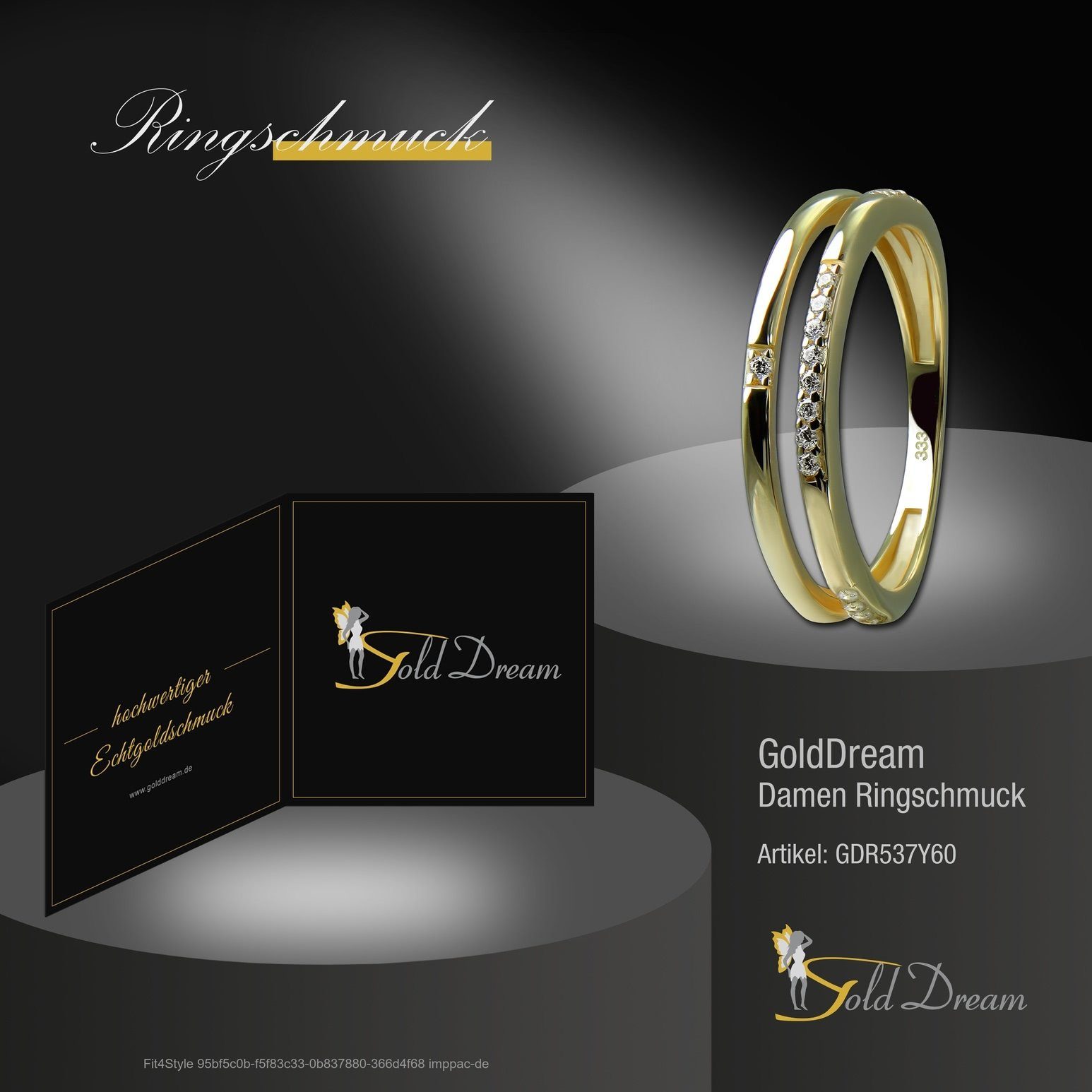 weiß Gelbgold Farbe: 8 - Goldring Gold 333 Karat, Ring Ring Damen Gr.60 Double gold, GoldDream Double (Fingerring), GoldDream