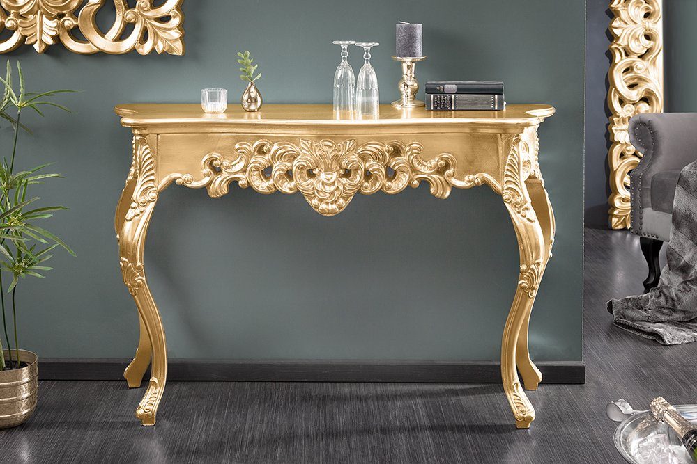 · gold, · Barock · Flur · Design VENICE Wohnzimmer riess-ambiente Holz Handarbeit · Anrichte 110cm Konsolentisch