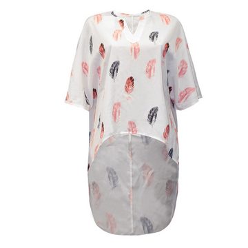 RUZU UG Blusentop Shirtbluse Damen Bedrucktes,lässiges,unregelmäßiges Hemd V-Ausschnitt