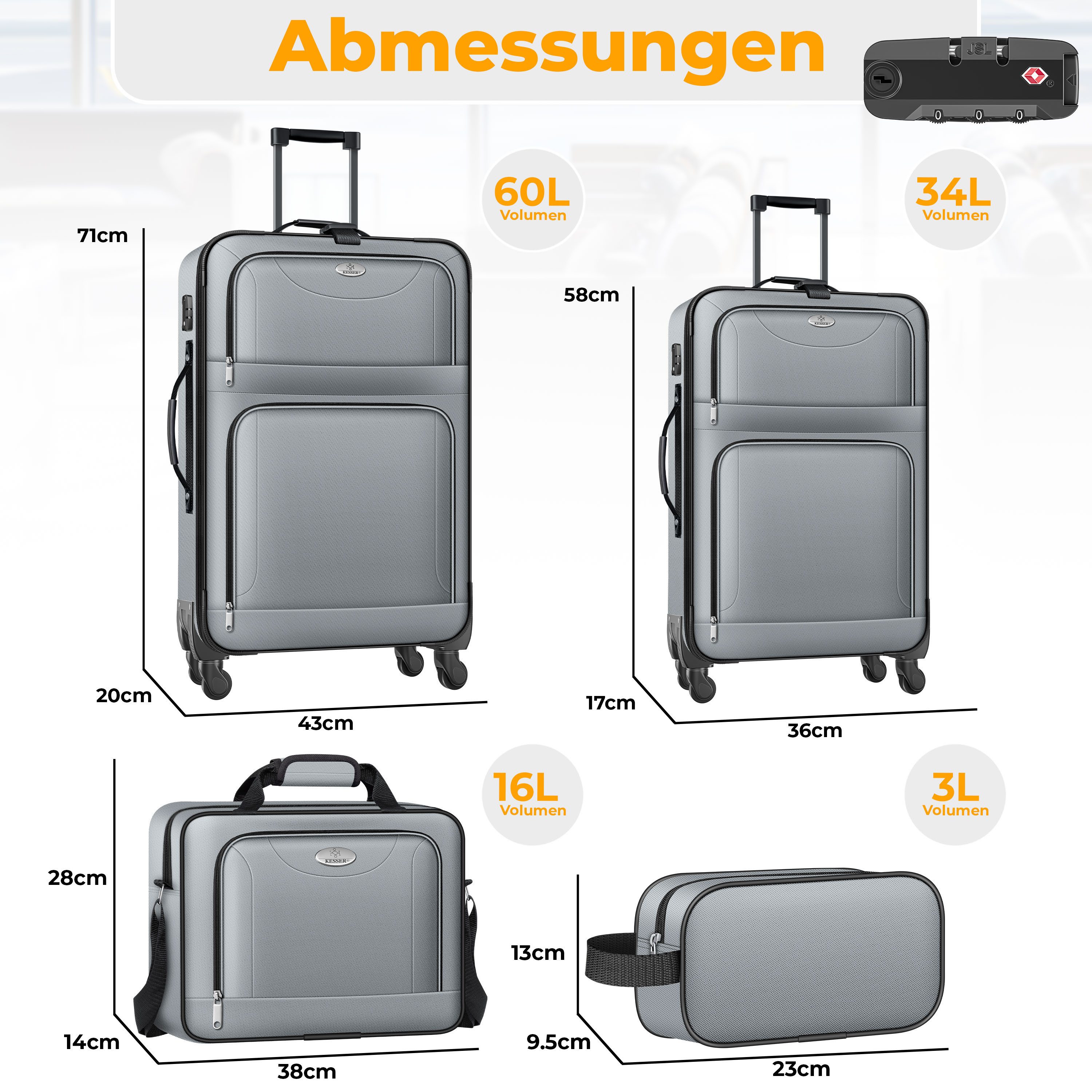 KESSER Kofferset, 4 Rollen, (Kosmetiktasche Handgepäck leichter Koffer & gr günstig online kaufen