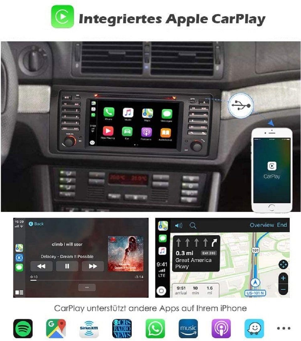 GABITECH 7 zoll Android Carplay Autoradio DVD USB GPS Navi für BMW E53 X5/M5 Autoradio