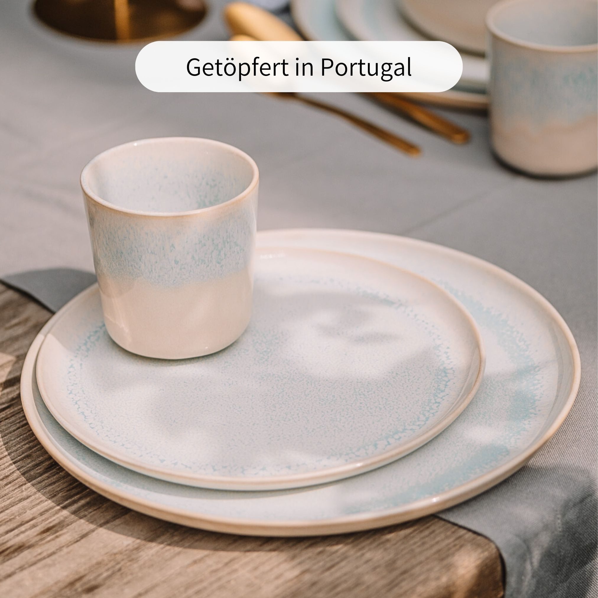 Econovo Frühstücksteller Handgefertigt, (1 St), Kleiner Keramikteller 22cm Made in Portugal