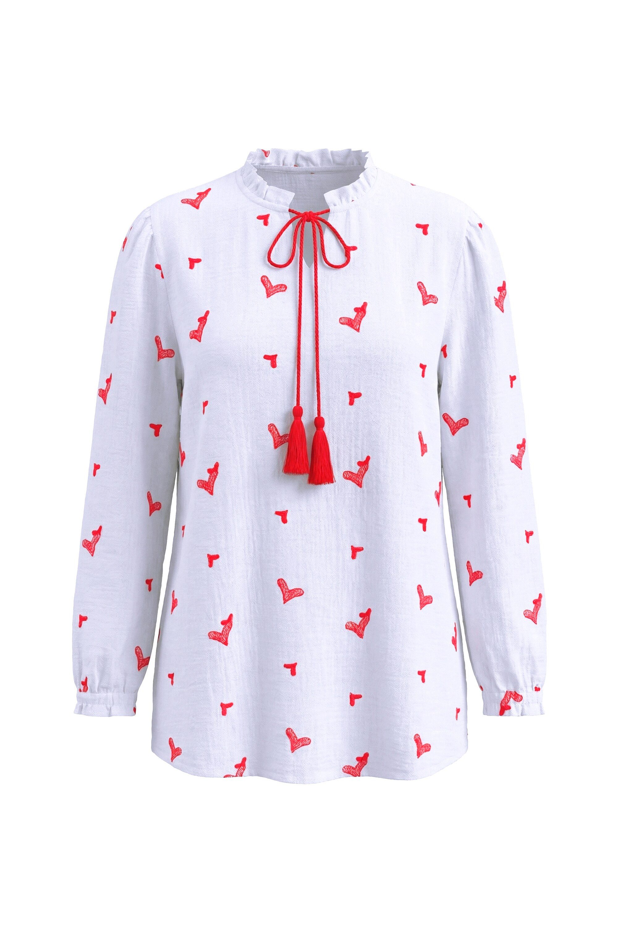 Angel of Style Longbluse Bluse A-Linie Musselin mit Herz-Stickerei Langarm günstig online kaufen