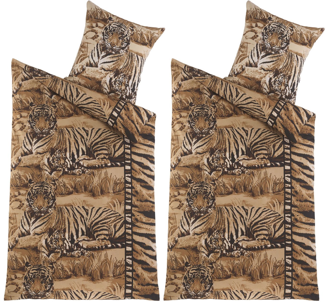 KH-Haushaltshandel Bettwäsche, Fotodruck, Bettwäsche, 135x200cm, Fotodruck, Tiger, Bettbezug