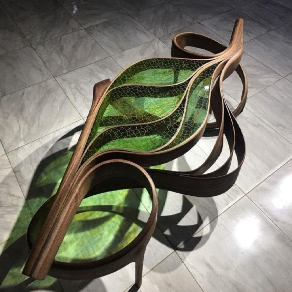 JVmoebel Couchtisch Moderne Epoxidharz Tischplatte mit Holzgestell (1-St., Couchtisch), Made in Europa