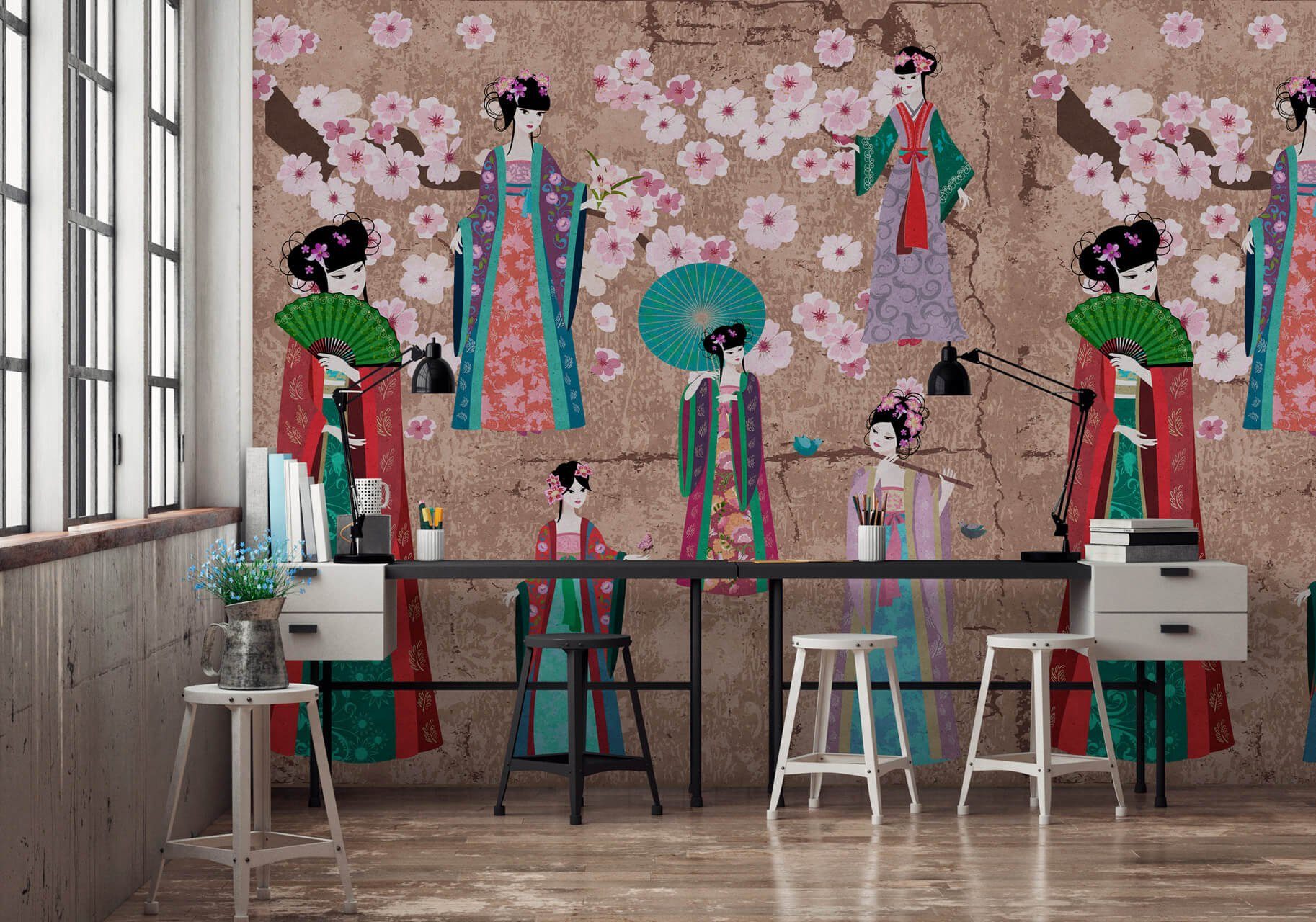 KUNSTLOFT Vliestapete Kimono 2, Tapete leicht lichtbeständige glänzend, Design