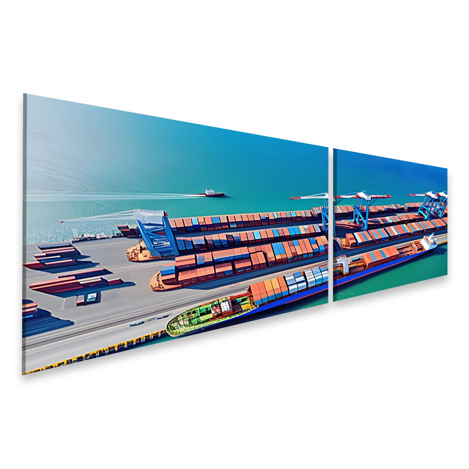 islandburner Leinwandbild Monumentales Wandbild zeigt Frachtschiff beim Containertransport über