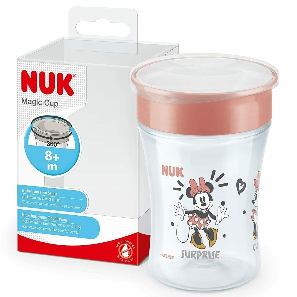 NUK Babyflasche NUK Disney Minnie - - Magic - rot Trinkbecher Deckel Mouse Cup mit 