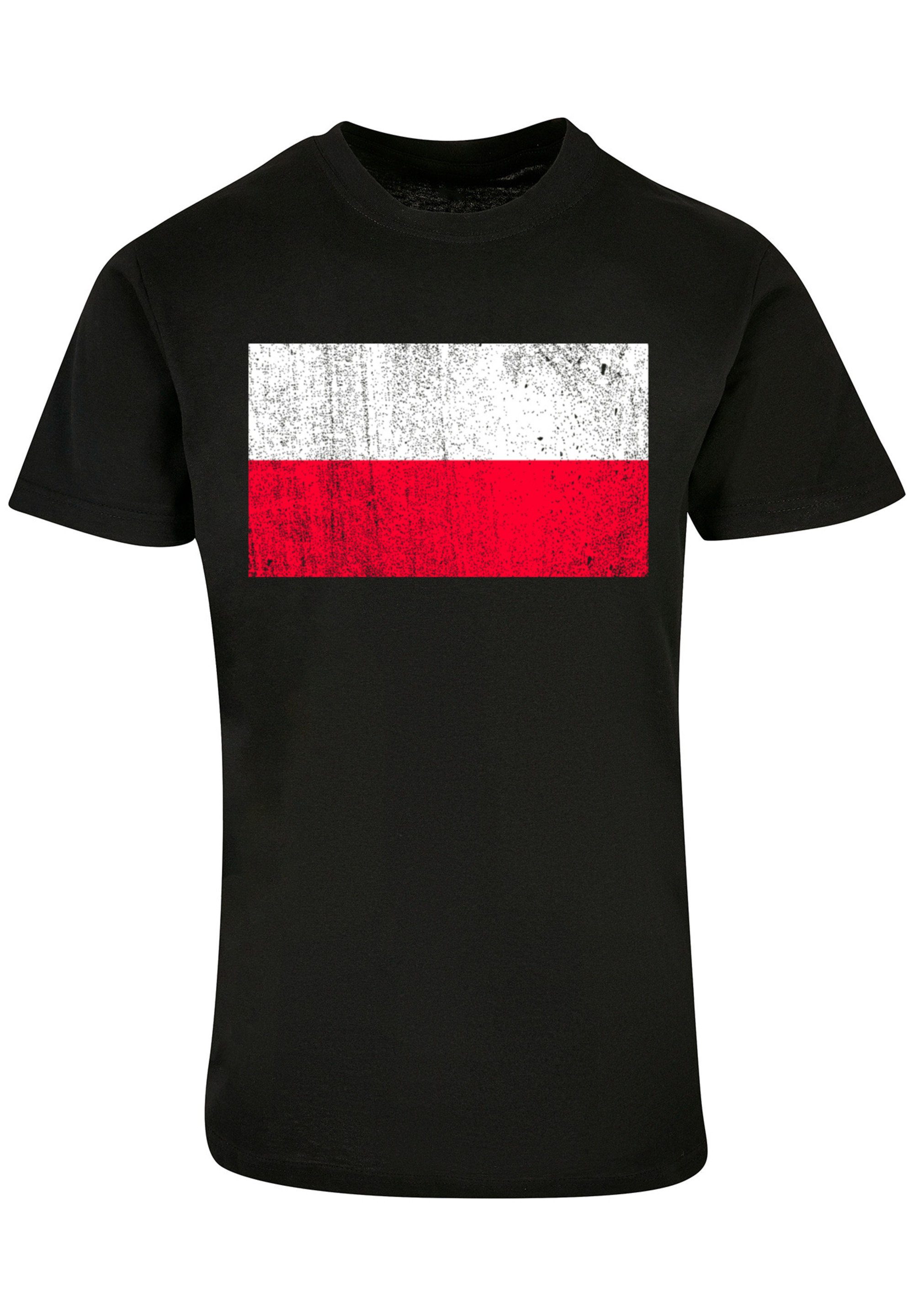 F4NT4STIC T-Shirt Polen Poland schwarz Flagge distressed Print