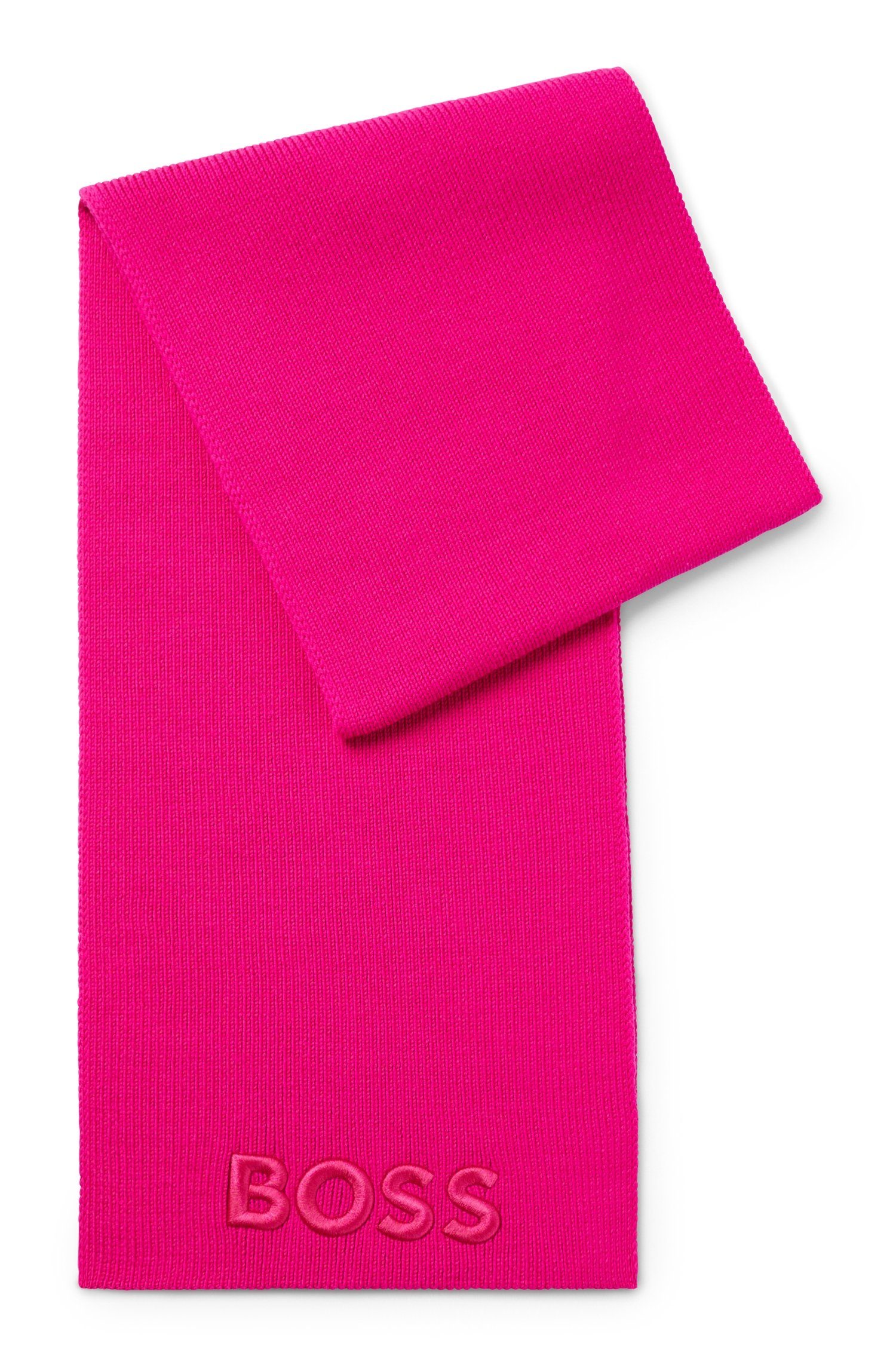 BOSS Logo-Stickerei Schal mit Bright_Pink Lara_scarf, BOSS tonaler
