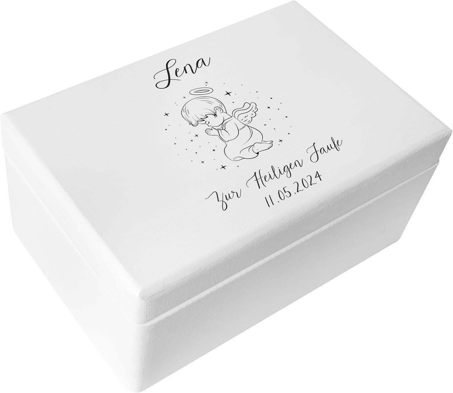 Creative Deco Holzkiste Taufe Geschenk, Weiß, 30 x 20 x 14 cm