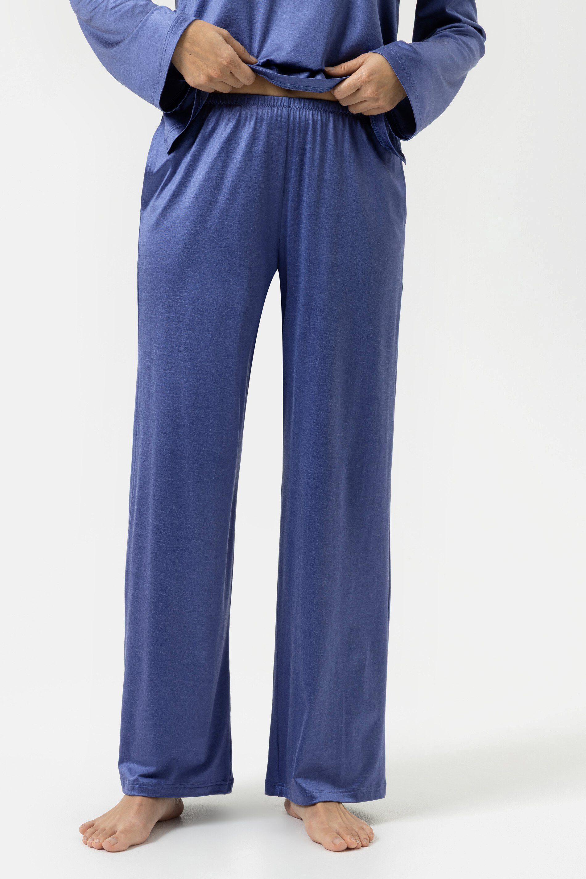 Mey Schlafhose Mey Hose lang Serie Pure Shine Uni Hose (1-tlg) Loungewear-Hose, Viskose-Baumwoll-Mix, glänzend, mit Taschen