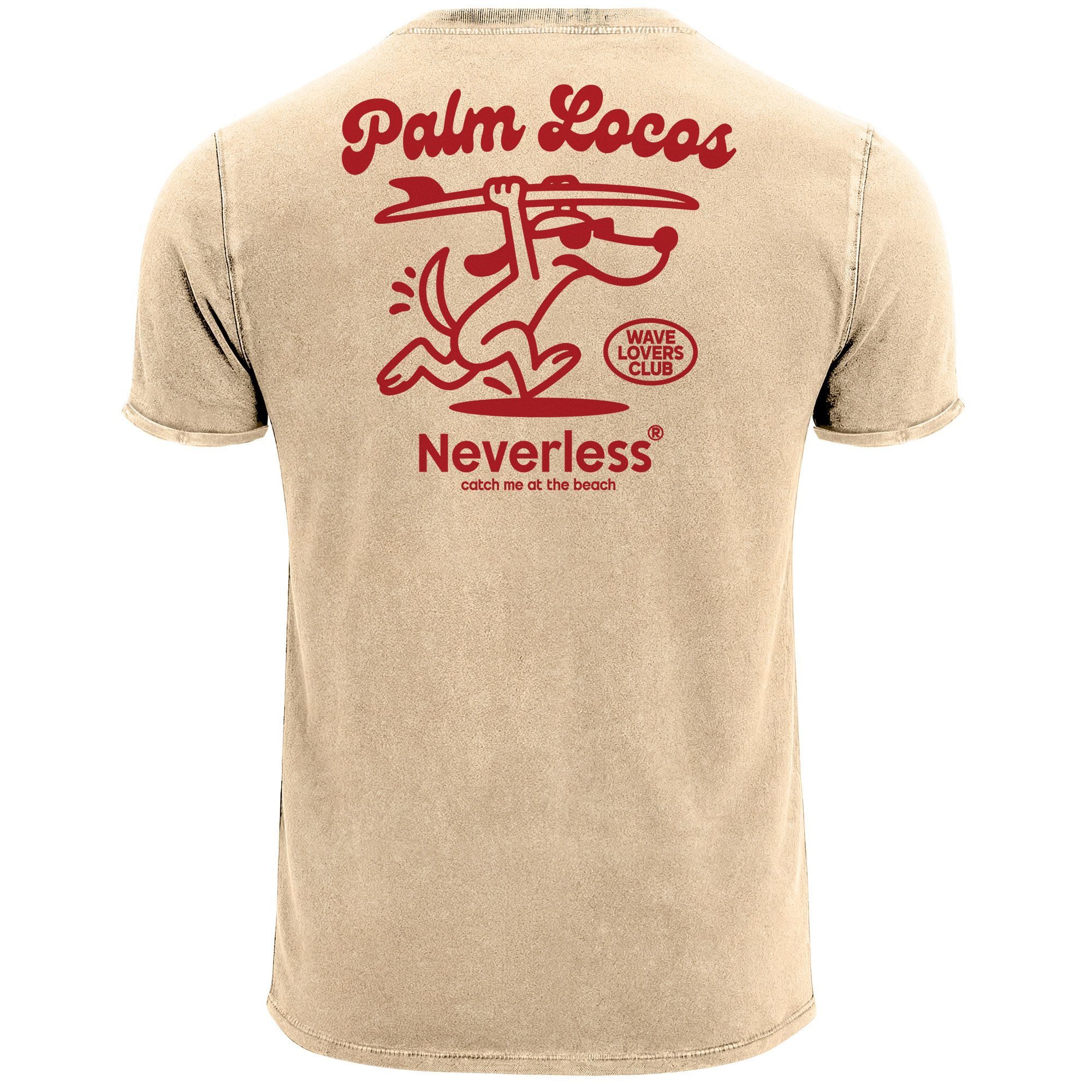 Print-Shirt Herren Vintage T-Shirt Backprint Printshirt Surfing Design Aufdruck