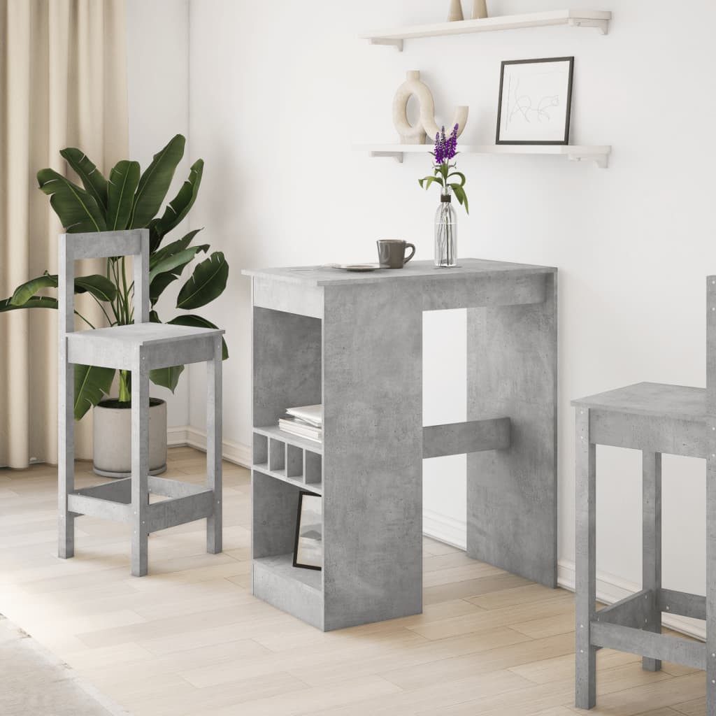 vidaXL Esstisch Bartisch mit Regal Betongrau 90x47,5x103,5 cm Holzwerkstoff (1-St)