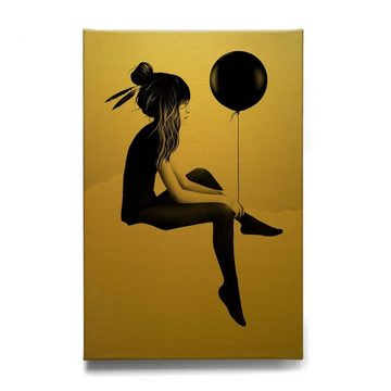 K&L Wall Art Leinwandbild Vintage Gold Leinwandbild Ireland Luftballon Feng Shui Deko, handmade Wohnzimmer Wandbild