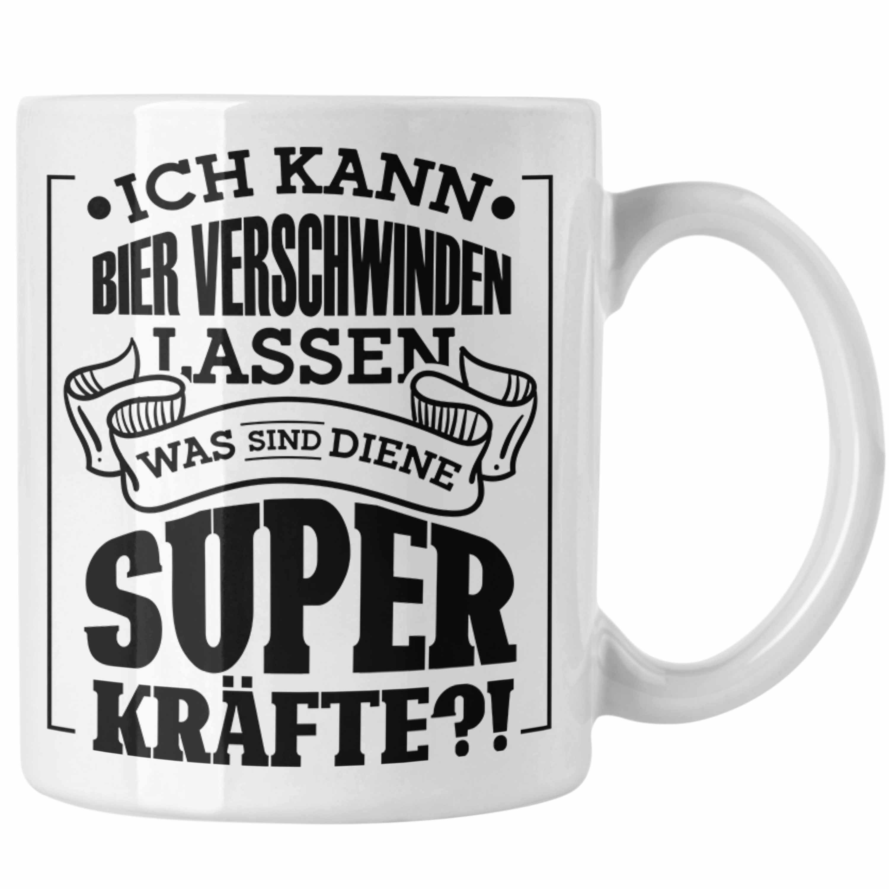 Trendation Tasse Bier Tasse - "Ich kann Bier verschwinden lassen" Geschenk für Bierlieb Weiss