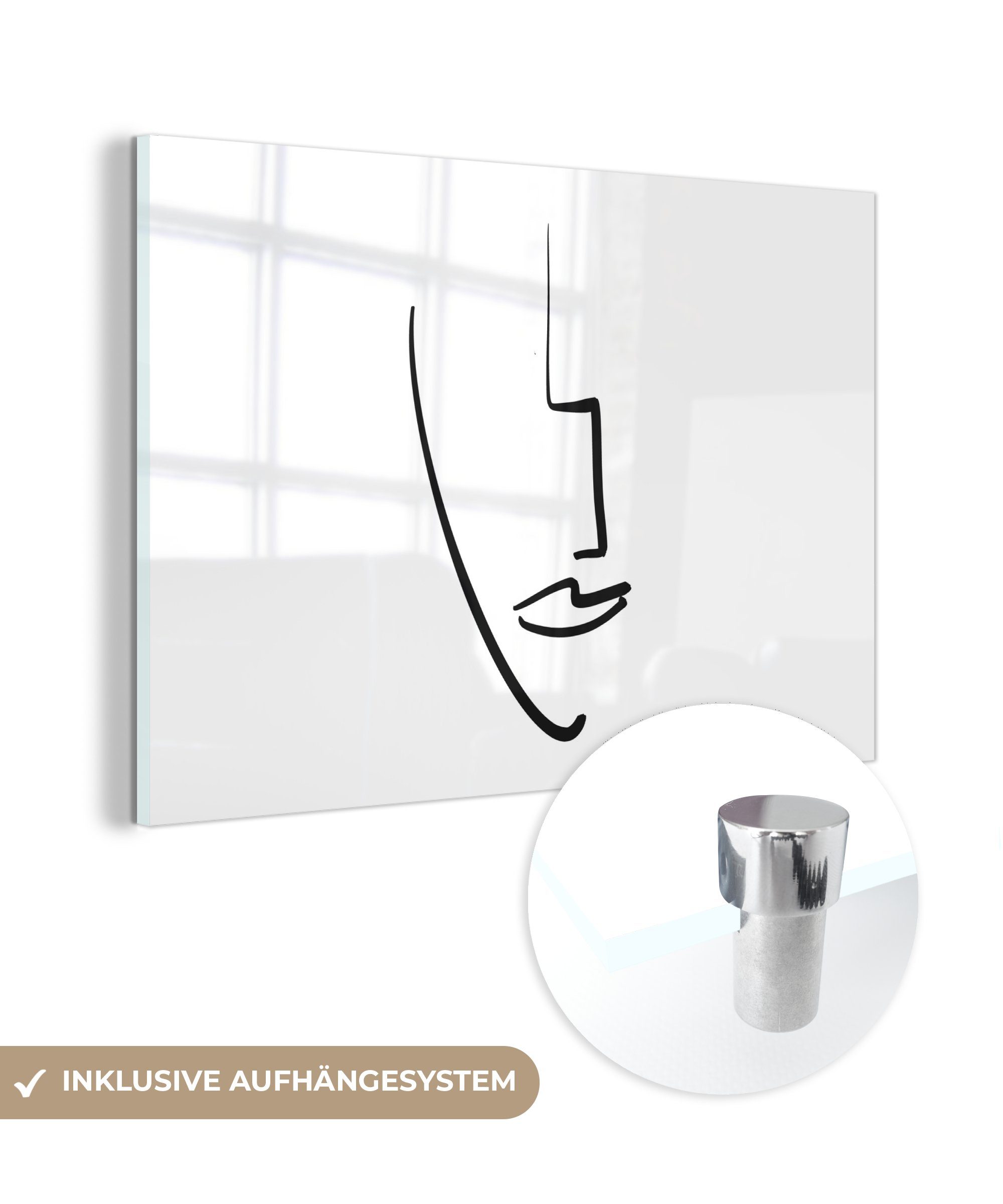 MuchoWow Acrylglasbild Gesicht - Frau - Abstrakt, (1 St), Glasbilder - Bilder auf Glas Wandbild - Foto auf Glas - Wanddekoration