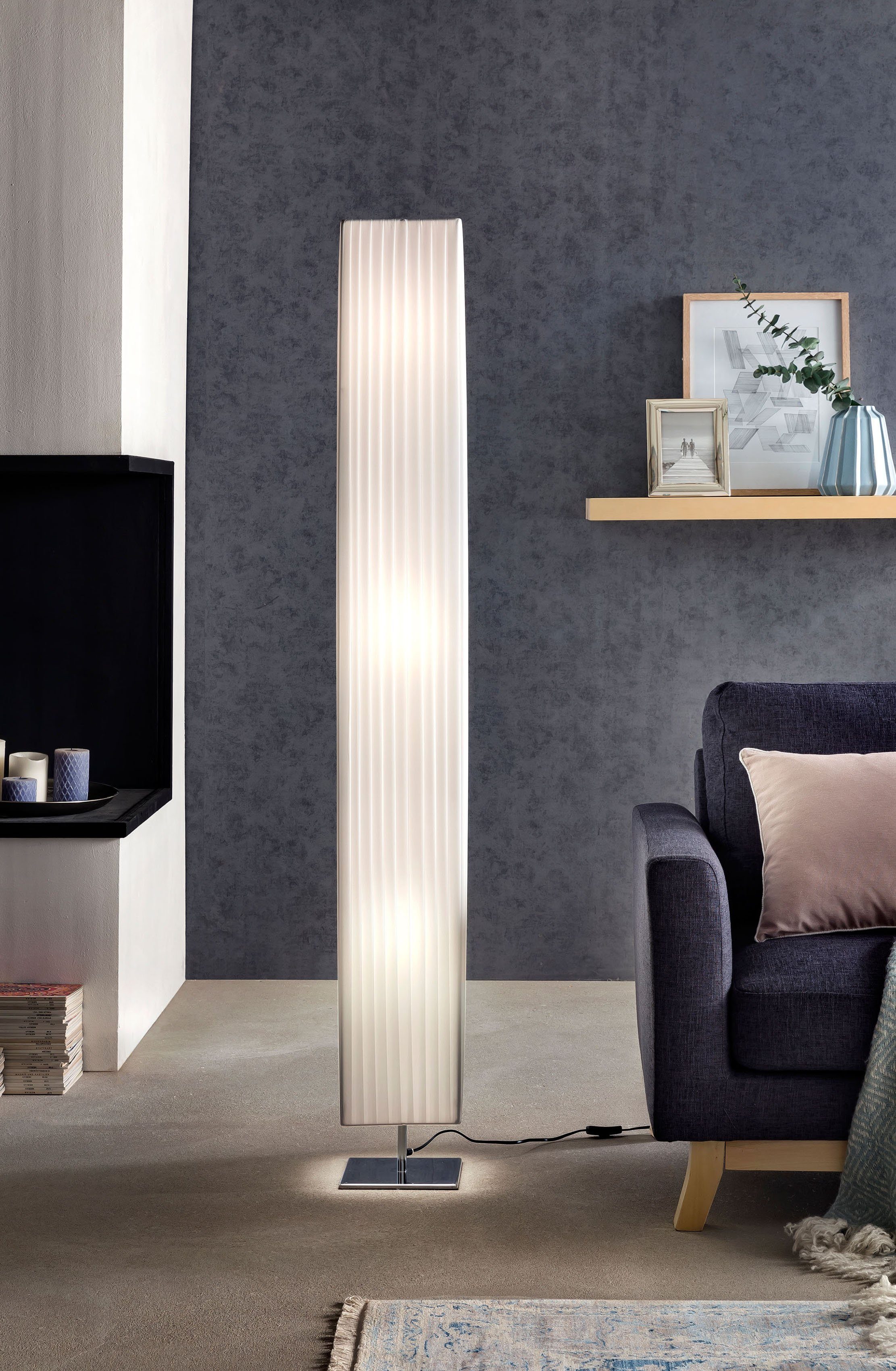 SalesFever Stehlampe Theodor, ohne Leuchtmittel, Plissee Lampenschirm, verc günstig online kaufen