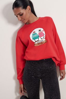 Next Sweatshirt Weihnachtspullover Pailletten Pinguin Schneekugel (1-tlg)