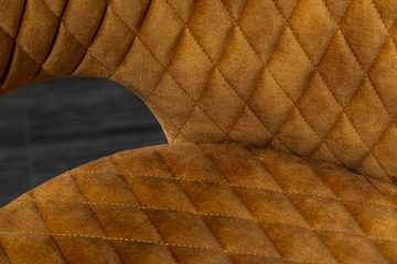 Sitheim-Europe Armlehnstuhl Eleganter Design Stuhl Paris Senfgelb Samt, Retro Stil mit Ziersteppung und goldene Fußkappen (Set, 2 Stück), Ein schöner Stuhl für Ihre Küche oder Ihr Esszimmer. Dekoratives Quilten auf der Rückenlehne