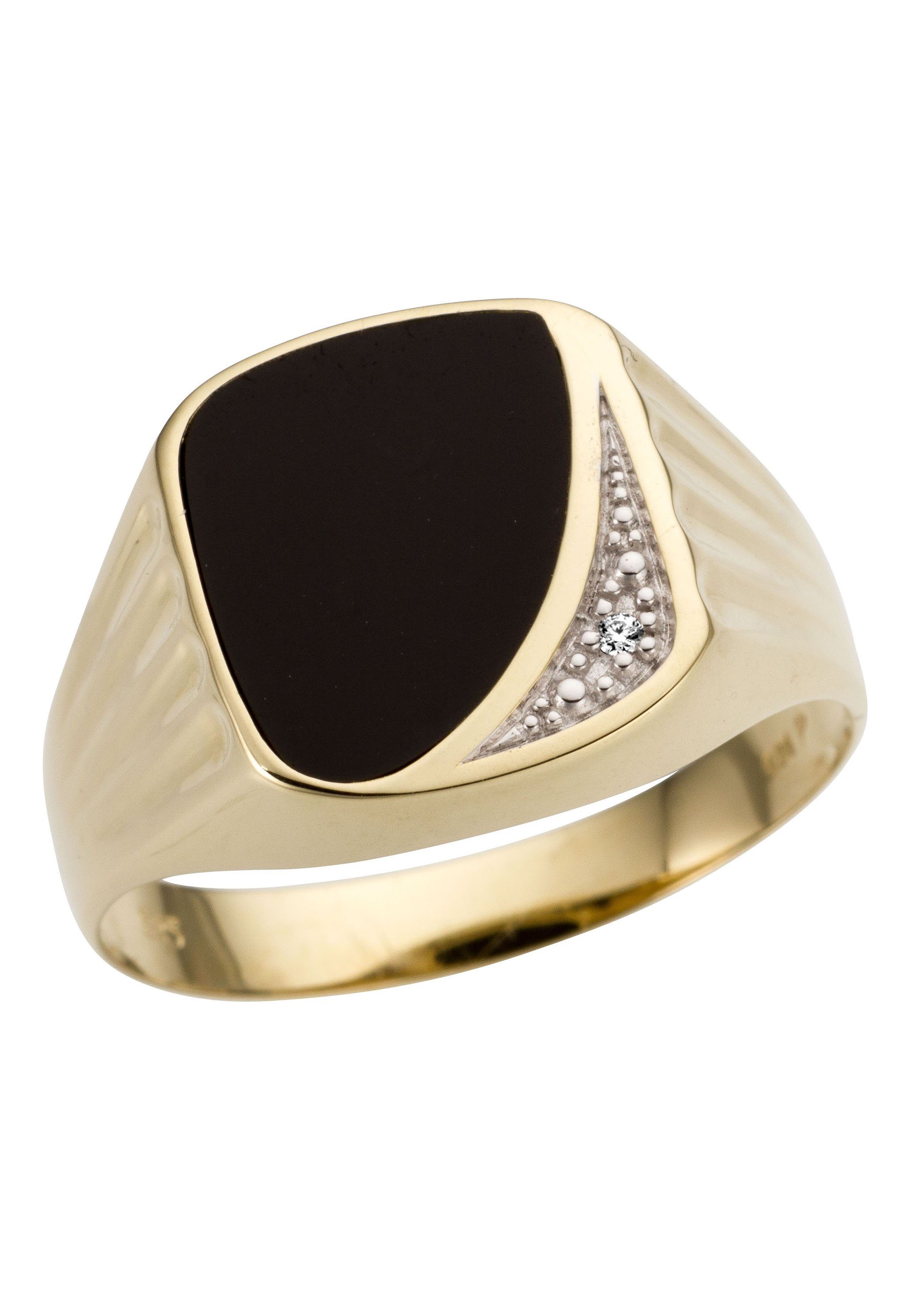 Firetti Siegelring Schmuck Geschenk Gold 333 Herrenring Farbsteinring Onyx, mit Onyx - mit Brillant