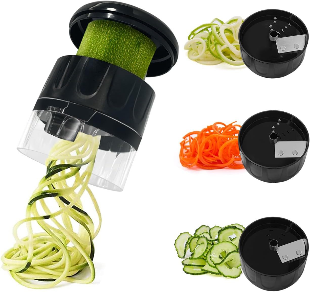 FELIXLEO Gemüsehobel 3-in-1 Gemüsespiralschneider, verstellbar, für Zucchini, Karotten, Krauthobel