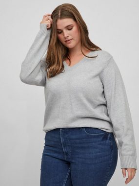 Vila Strickpullover Plus Size Strickpullover Basic V-Neck VIRIL 6180 in Grau-2