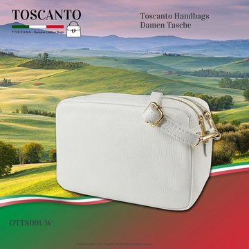 Toscanto Umhängetasche Toscanto Tasche weiß Umhängetasche mittel (Umhängetasche), Damen Umhängetasche Leder, weiß, Größe ca. 22cm