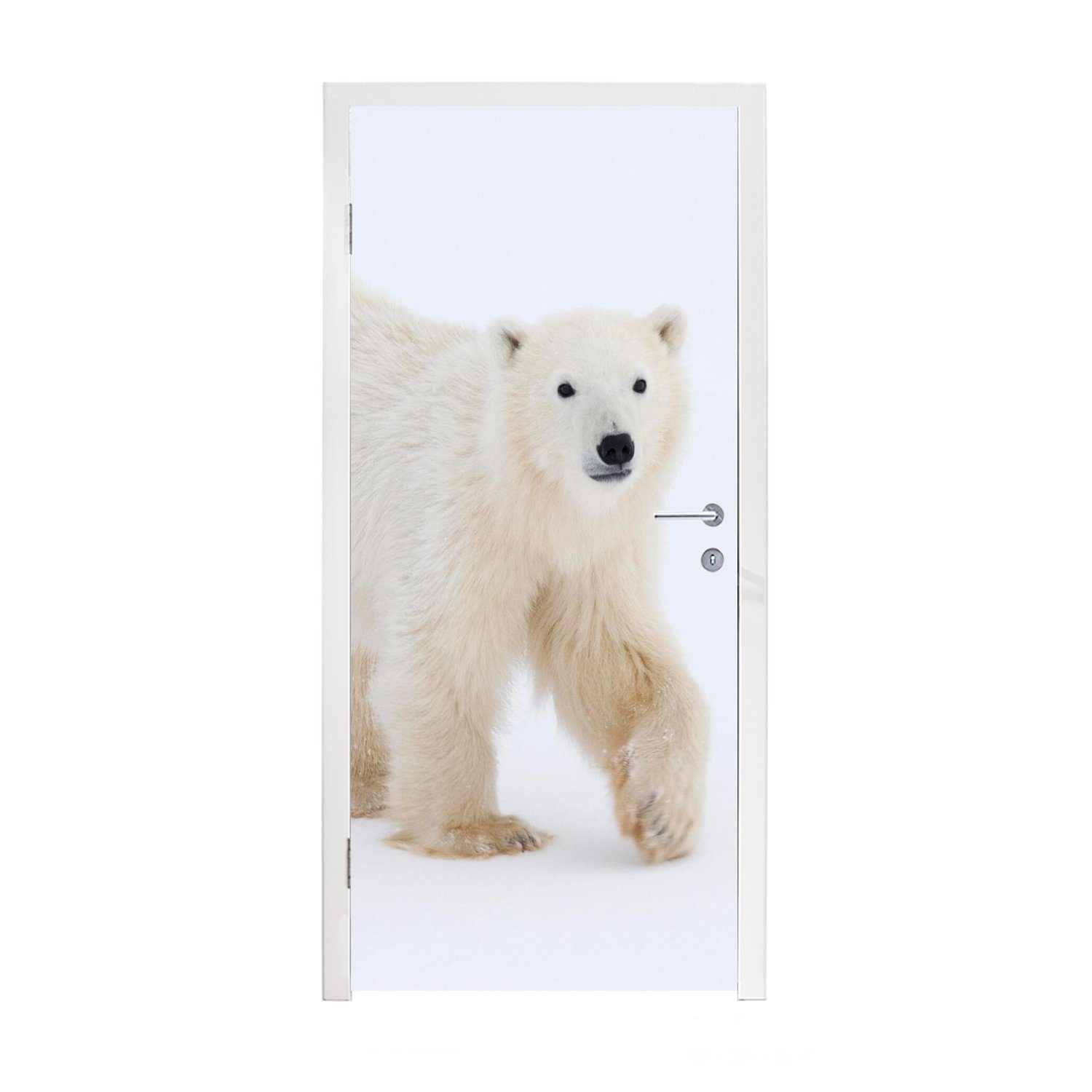 MuchoWow Türtapete Eisbär - Schnee - Weiß, Matt, bedruckt, (1 St), Fototapete für Tür, Türaufkleber, 75x205 cm