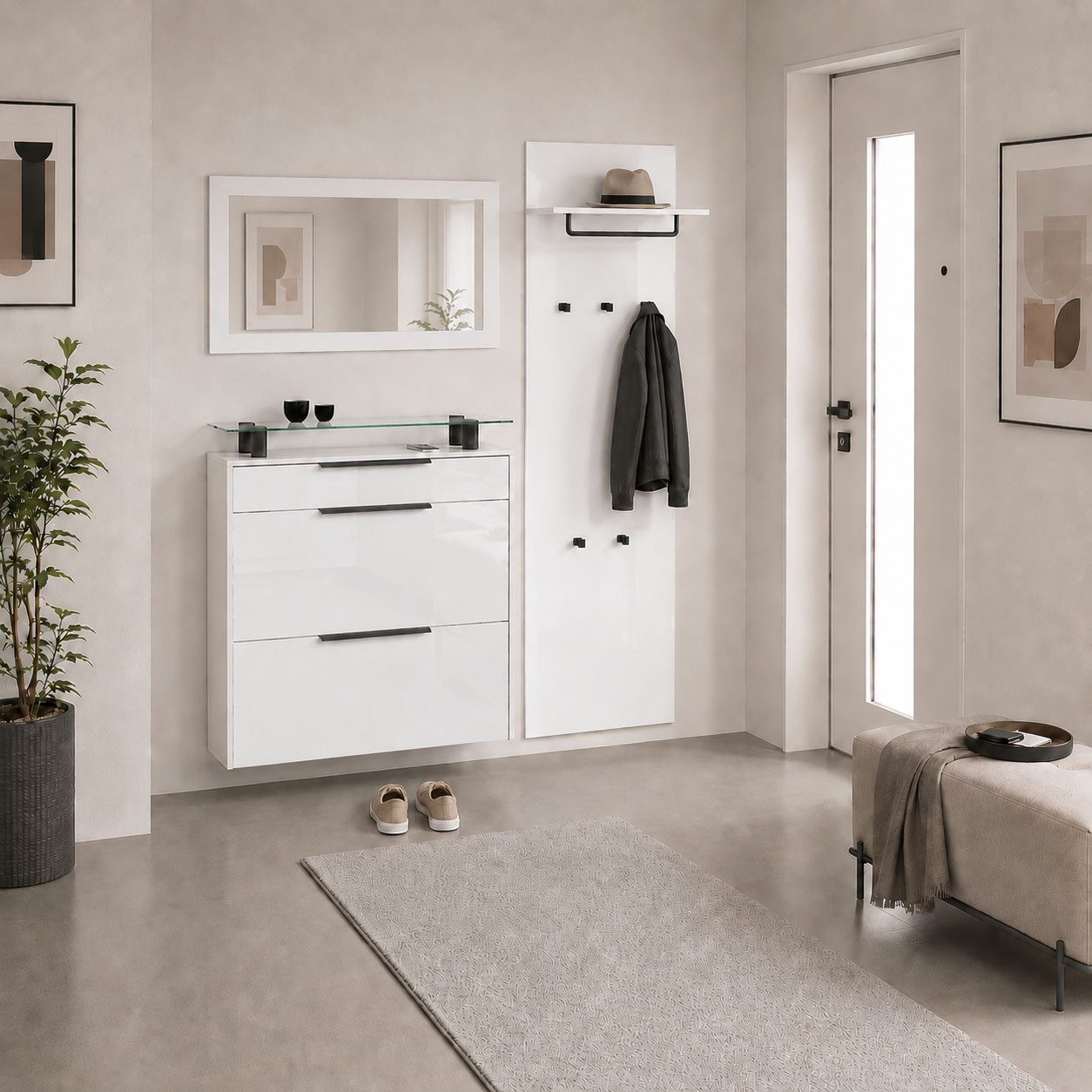 borchardt Möbel Garderoben-Set Tom, (3-St), Schuhschrank hängend