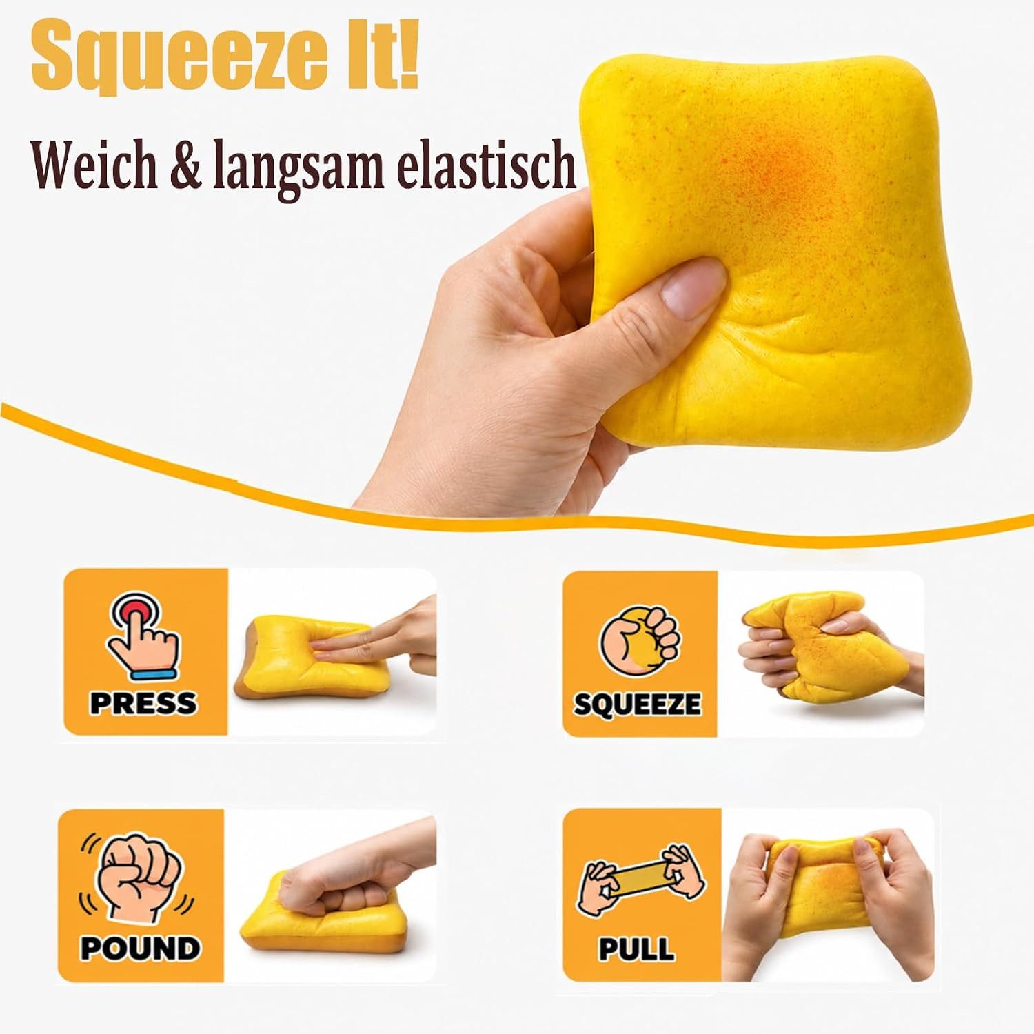 FELIXLEO Spielball 2er Bread Butter Squishy Anti Stress Toast, Slow Rising Squeeze