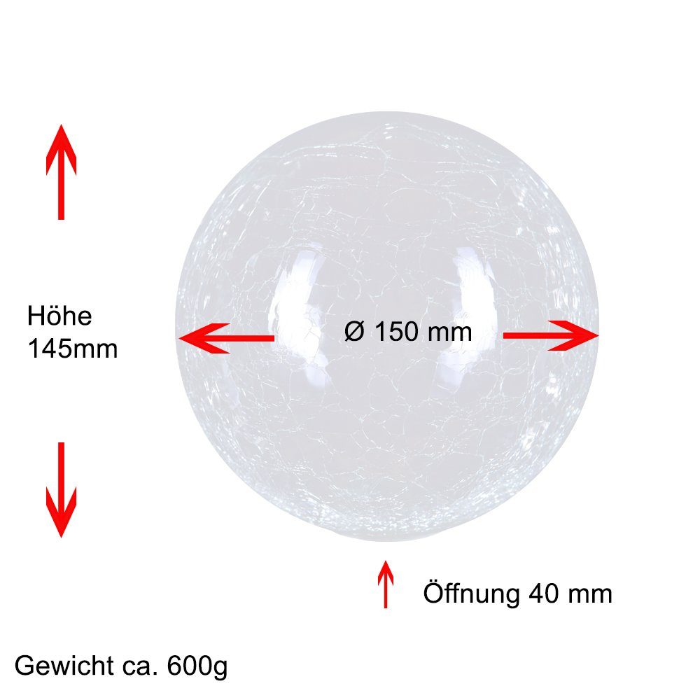 Home4Living Lampenschirm Kugelglas crackle klar Ø 150mm Lampenglas Ersatzglas, Crackle