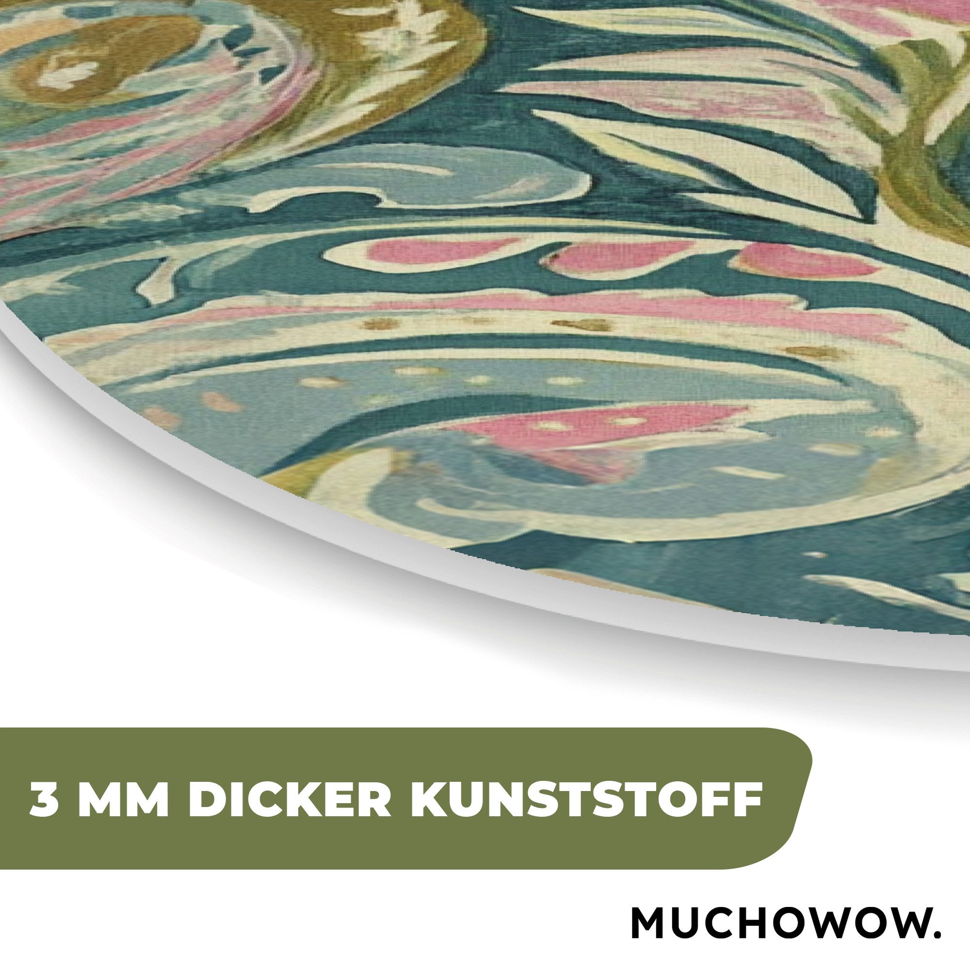 MuchoWow Gemälde Gemustert - Bunt - Verschnörkelt - Grün, Fotodruck (1 St), Wandbild Oval, Wohnzimmer oder Schlafzimmer Wanddekoration, 40x60 cm